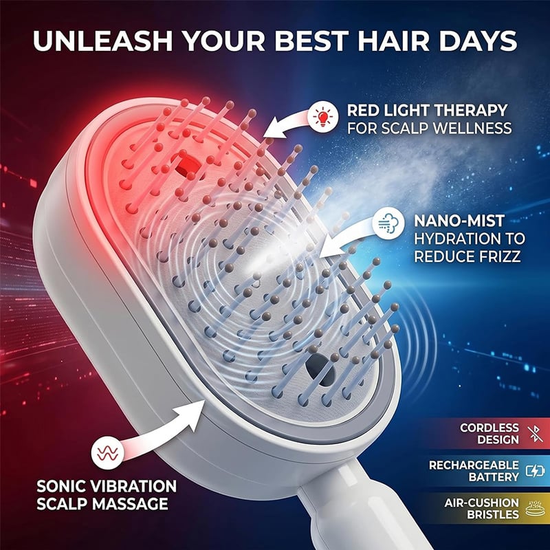🏆2026 Hot Picks-3-in-1 Electric Spray Massage Hairbrush | Anti-Thinning Care -EV
